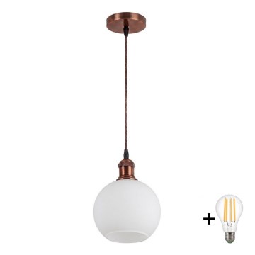BRILAGI - LED pakabinamas šviestuvas ant laido RETRO GLASS 1xE27/60W/230V skersmuo 15 cm vario/balta