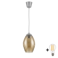 BRILAGI - LED pakabinamas šviestuvas ant laido RETRO GLASS 1xE27/60W/230V skersmuo 17 cm sidabrinė/dūminė smėlio spalvos
