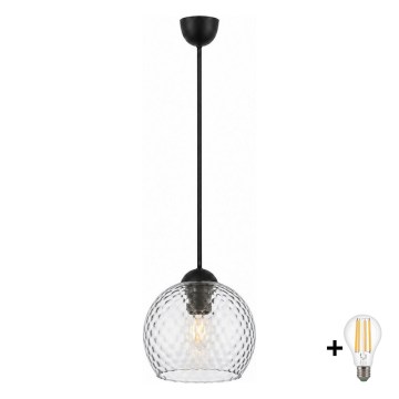 BRILAGI - LED pakabinamas šviestuvas ant laido RETRO GLASS 1xE27/60W/230V skersmuo 18 cm juoda/dūminė pilka