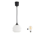 BRILAGI - LED pakabinamas šviestuvas ant laido RETRO GLASS 1xE27/60W/230V, skersmuo 20 cm, juoda/balta