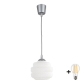 BRILAGI - LED pakabinamas šviestuvas ant laido RETRO GLASS 1xE27/60W/230V skersmuo 20 cm sidabrinė/balta