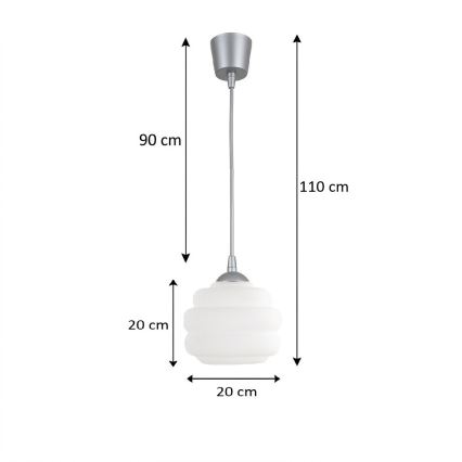 BRILAGI - LED pakabinamas šviestuvas ant laido RETRO GLASS 1xE27/60W/230V skersmuo 20 cm sidabrinė/balta