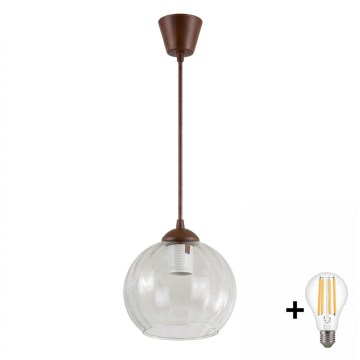 BRILAGI - LED pakabinamas šviestuvas ant laido RETRO GLASS 1xE27/60W/230V skersmuo 25 cm ruda/skaidri