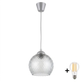 BRILAGI - LED pakabinamas šviestuvas ant laido RETRO GLASS 1xE27/60W/230V skersmuo 25 cm sidabrinė/dūminė pilka