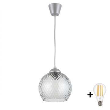 BRILAGI - LED pakabinamas šviestuvas ant laido RETRO GLASS 1xE27/60W/230V skersmuo 25 cm sidabrinė/dūminė pilka