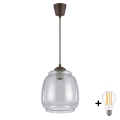 BRILAGI - LED pakabinamas šviestuvas ant laido RETRO GLASS 1xE27/60W/230V skersmuo 26 cm ruda/dūminė pilka
