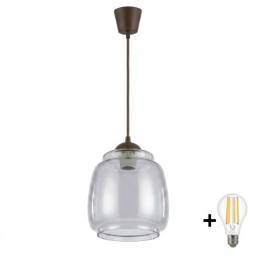 BRILAGI - LED pakabinamas šviestuvas ant laido RETRO GLASS 1xE27/60W/230V skersmuo 26 cm ruda/dūminė pilka