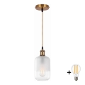 BRILAGI - LED pakabinamas šviestuvas ant laido RETRO GLASS 1xE27/60W/230V Ø 14 cm auksinis/baltas