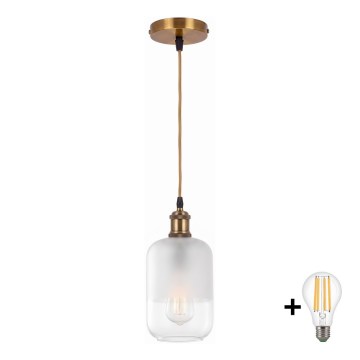 BRILAGI - LED pakabinamas šviestuvas ant laido RETRO GLASS 1xE27/60W/230V Ø 14 cm auksinis/baltas