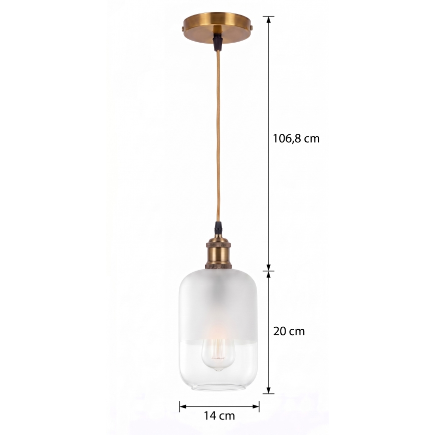 BRILAGI - LED pakabinamas šviestuvas ant laido RETRO GLASS 1xE27/60W/230V Ø 14 cm auksinis/baltas