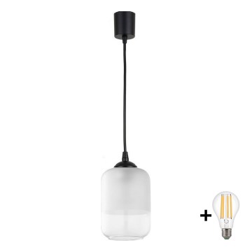 BRILAGI - LED pakabinamas šviestuvas ant laido RETRO GLASS 1xE27/60W/230V Ø 14 cm juodas/baltas