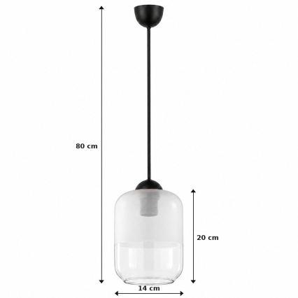BRILAGI - LED pakabinamas šviestuvas ant laido RETRO GLASS 1xE27/60W/230V Ø 14 cm juodas/baltas