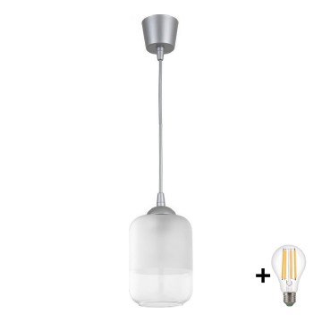 BRILAGI - LED pakabinamas šviestuvas ant laido RETRO GLASS 1xE27/60W/230V Ø 14 cm sidabrinė/balta