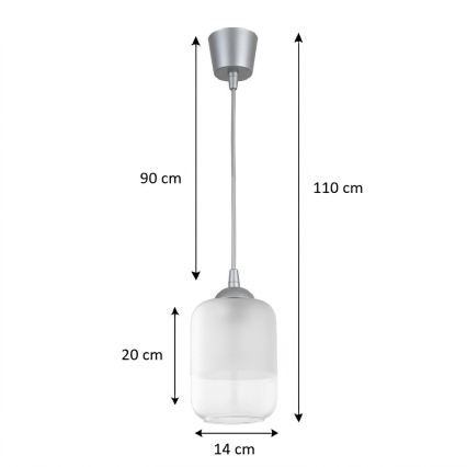 BRILAGI - LED pakabinamas šviestuvas ant laido RETRO GLASS 1xE27/60W/230V Ø 14 cm sidabrinė/balta