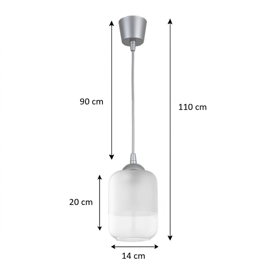 BRILAGI - LED pakabinamas šviestuvas ant laido RETRO GLASS 1xE27/60W/230V Ø 14 cm sidabrinė/balta