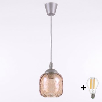BRILAGI - LED pakabinamas šviestuvas ant laido RETRO GLASS 1xE27/60W/230V Ø 14 cm sidabrinė/dūminė ruda