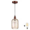 BRILAGI - LED pakabinamas šviestuvas ant laido RETRO GLASS 1xE27/60W/230V Ø 14 cm varinė/dūminė ruda