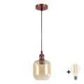 BRILAGI - LED pakabinamas šviestuvas ant laido RETRO GLASS 1xE27/60W/230V Ø 14 cm vario/dūminė ruda