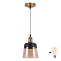 BRILAGI - LED pakabinamas šviestuvas ant laido RETRO GLASS 1xE27/60W/230V Ø 15,5 cm auksinė/dūminė smėlio spalva