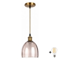 BRILAGI - LED pakabinamas šviestuvas ant laido RETRO GLASS 1xE27/60W/230V Ø 17 cm auksinė / dūminė smėlio spalvos