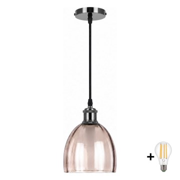 BRILAGI - LED pakabinamas šviestuvas ant laido RETRO GLASS 1xE27/60W/230V Ø 17 cm juoda/dūminė smėlinė