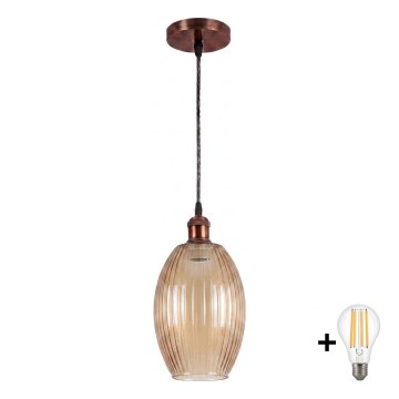 BRILAGI - LED pakabinamas šviestuvas ant laido RETRO GLASS 1xE27/60W/230V Ø 17 cm vario/dūminė smėlinė