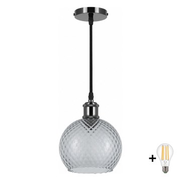 BRILAGI - LED pakabinamas šviestuvas ant laido RETRO GLASS 1xE27/60W/230V Ø 18 cm juoda/dūminė pilka