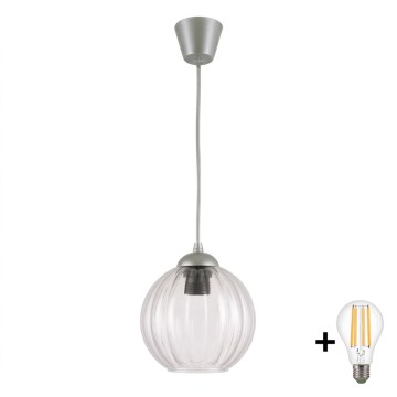 BRILAGI - LED pakabinamas šviestuvas ant laido RETRO GLASS 1xE27/60W/230V Ø 18 cm sidabrinė/skaidri