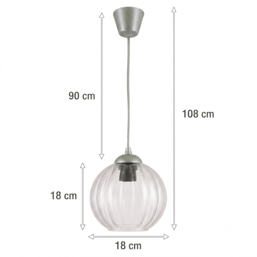 BRILAGI - LED pakabinamas šviestuvas ant laido RETRO GLASS 1xE27/60W/230V Ø 18 cm sidabrinė/skaidri