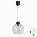 BRILAGI - LED pakabinamas šviestuvas ant laido RETRO GLASS 1xE27/60W/230V Ø 25 cm juodas/skaidrus