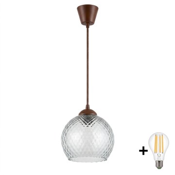 BRILAGI - LED pakabinamas šviestuvas ant laido RETRO GLASS 1xE27/60W/230V Ø 25 cm ruda/dūminė pilka