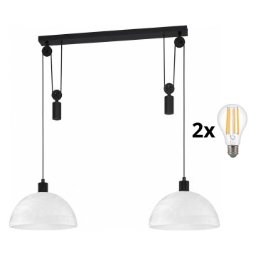 BRILAGI - LED pakabinamas šviestuvas ant laido RETRO GLASS 2xE27/40W/230V juoda/balta