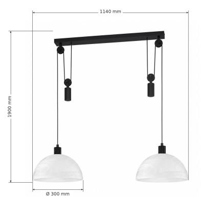 BRILAGI - LED pakabinamas šviestuvas ant laido RETRO GLASS 2xE27/40W/230V juoda/balta