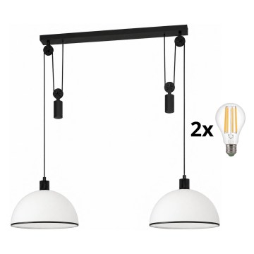 BRILAGI - LED pakabinamas šviestuvas ant laido RETRO GLASS 2xE27/40W/230V juoda/balta