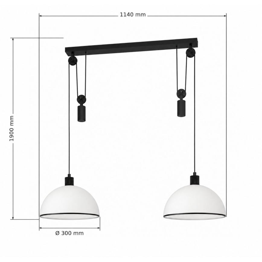 BRILAGI - LED pakabinamas šviestuvas ant laido RETRO GLASS 2xE27/40W/230V juoda/balta