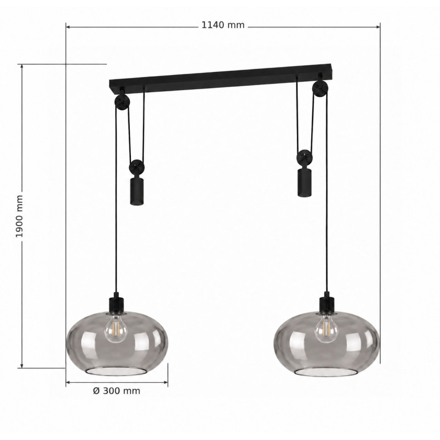 BRILAGI - LED pakabinamas šviestuvas ant laido RETRO GLASS 2xE27/40W/230V juoda/dūminė pilka