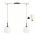 BRILAGI - LED pakabinamas šviestuvas ant laido RETRO GLASS 2xE27/60W/230V matinis chromas/balta