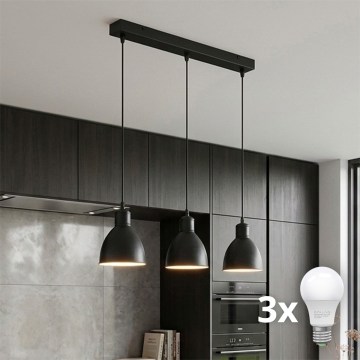 Brilagi - LED pakabinamas šviestuvas ant laido RIDDY 3xE27/60W/230V juodas