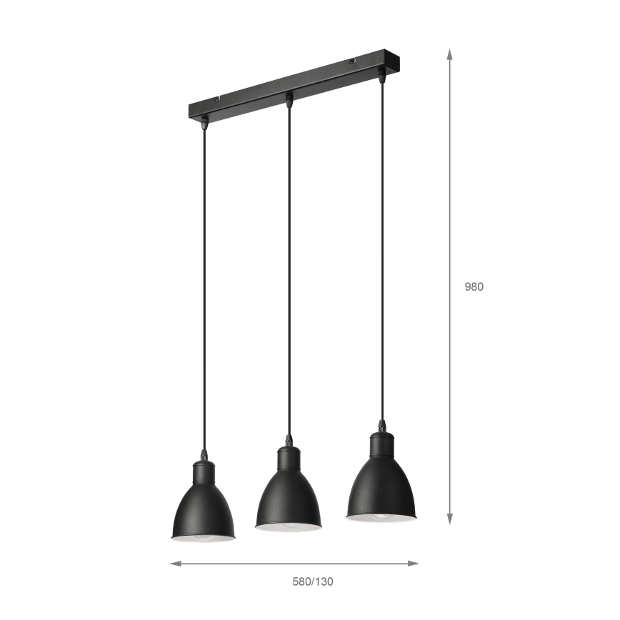 Brilagi - LED pakabinamas šviestuvas ant laido RIDDY 3xE27/60W/230V juodas