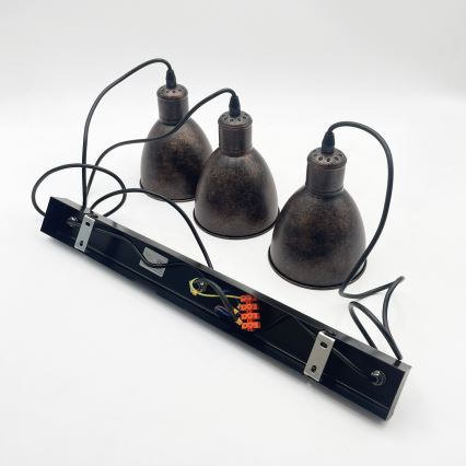 Brilagi - LED pakabinamas šviestuvas ant laido RIDDY 3xE27/60W/230V varinis/patina