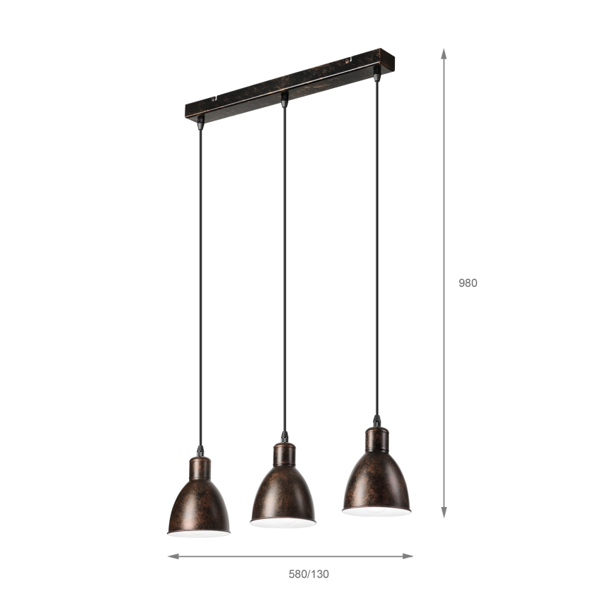 Brilagi - LED pakabinamas šviestuvas ant laido RIDDY 3xE27/60W/230V varinis/patina