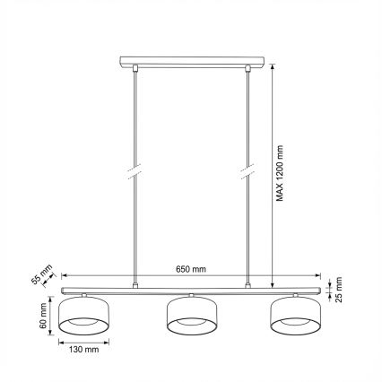 Brilagi - LED Pakabinamas šviestuvas ant troselio AURA LUX 3xGX53/30W/230V juodas/dūminis