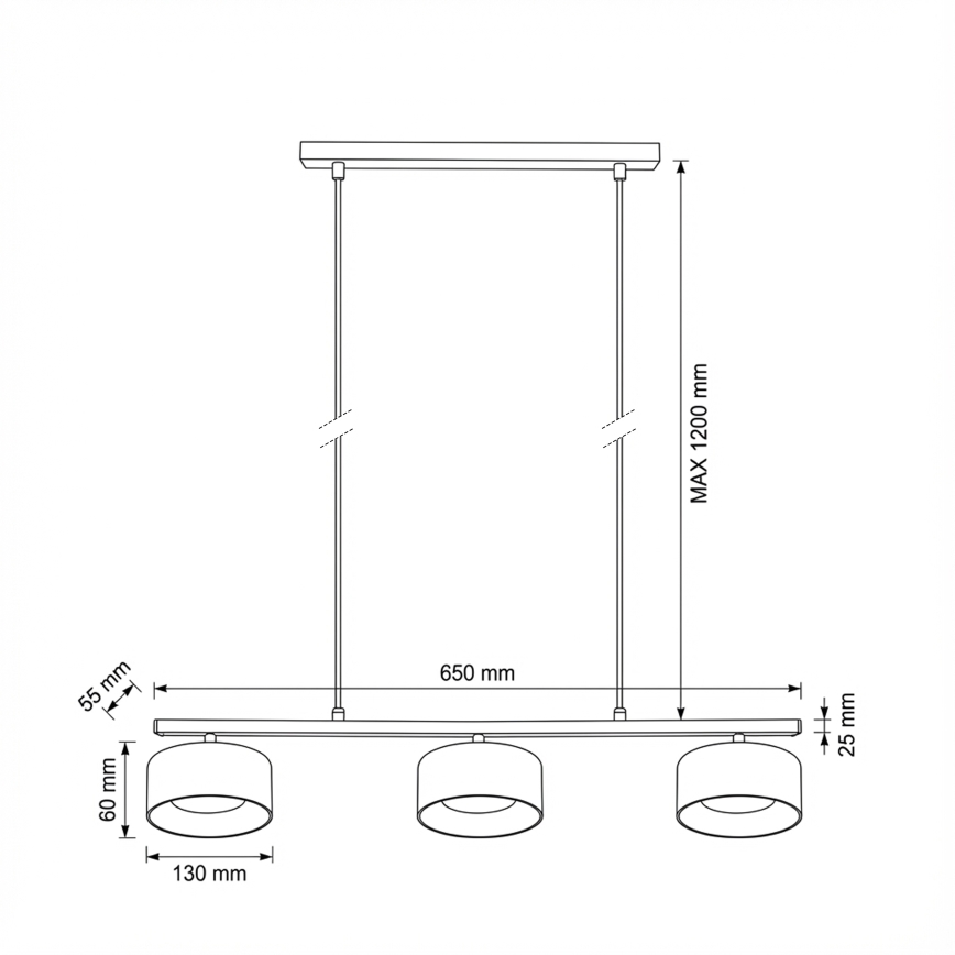 Brilagi - LED Pakabinamas šviestuvas ant troselio AURA LUX 3xGX53/30W/230V juodas/dūminis