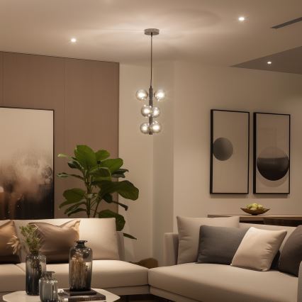 Brilagi - LED pakabinamas šviestuvas ant troselio MILLA 6xG9/3W/230V juodas chromas/dūminis