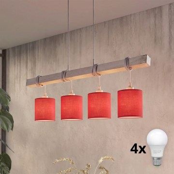 BRILAGI - LED pakabinamas šviestuvas ant troselio NUBILA 4xE27/60W/230V pilkas/raudonas