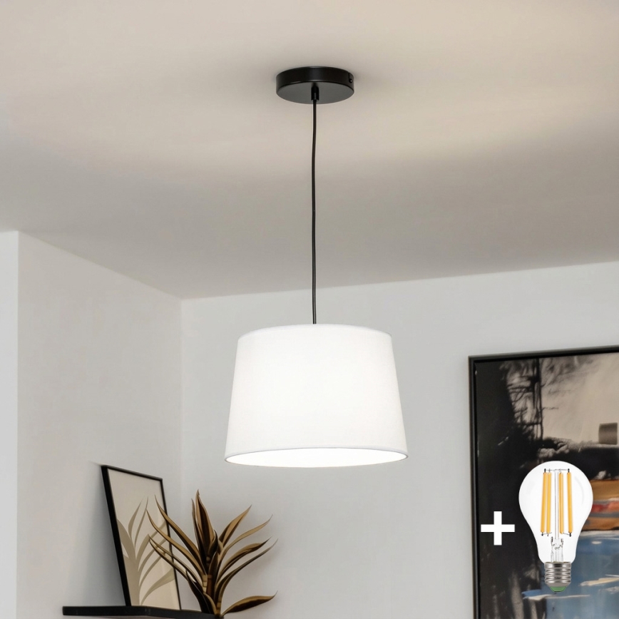 Brilagi - LED pakabinamas šviestuvas CERIA ant laido, 1xE27/40W/230V, Ø 30 cm, baltas