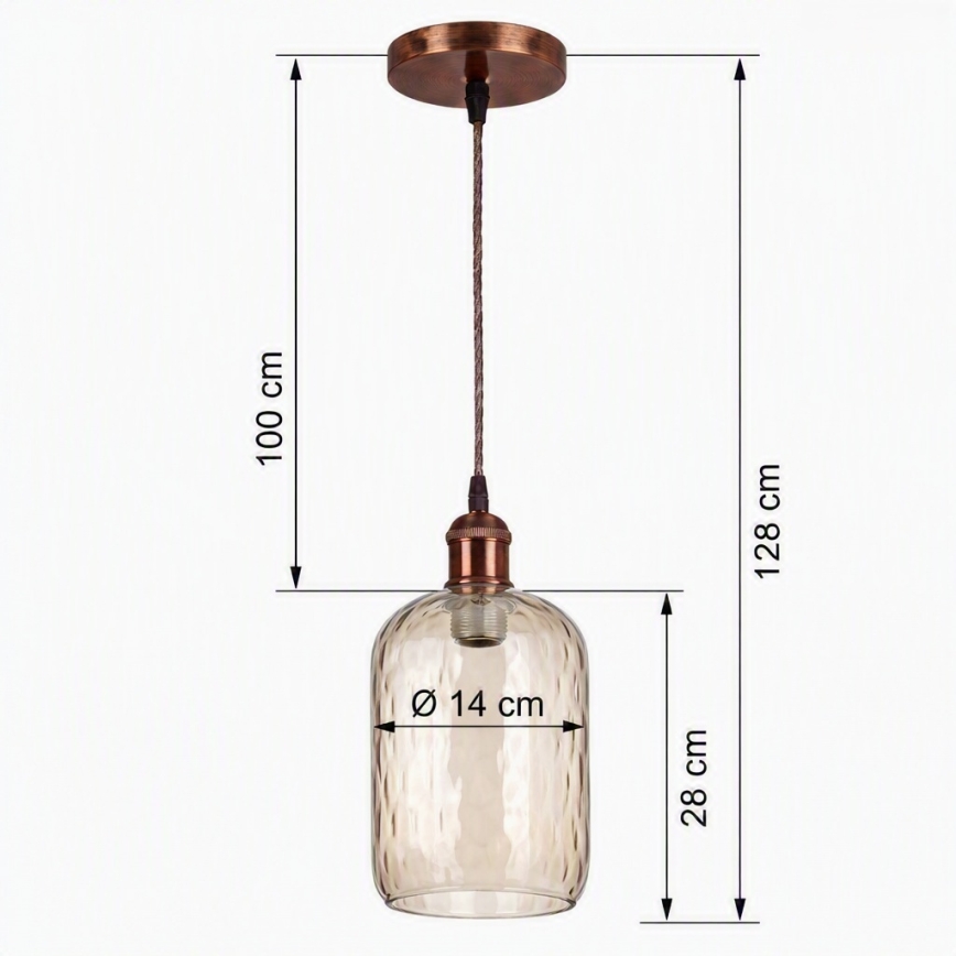 BRILAGI - LED pakabinamas šviestuvas ant laido RETRO GLASS 1xE27/60W/230V Ø 14 cm varinė/dūminė ruda
