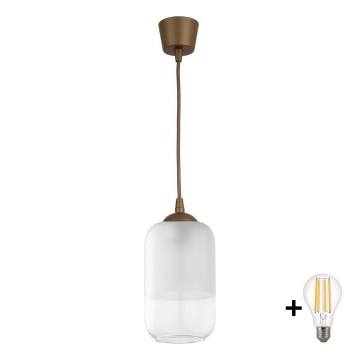 BRILAGI - LED pakabinamas šviestuvas RETRO GLASS 1xE27/60W/230V Ø 14 cm ruda/balta