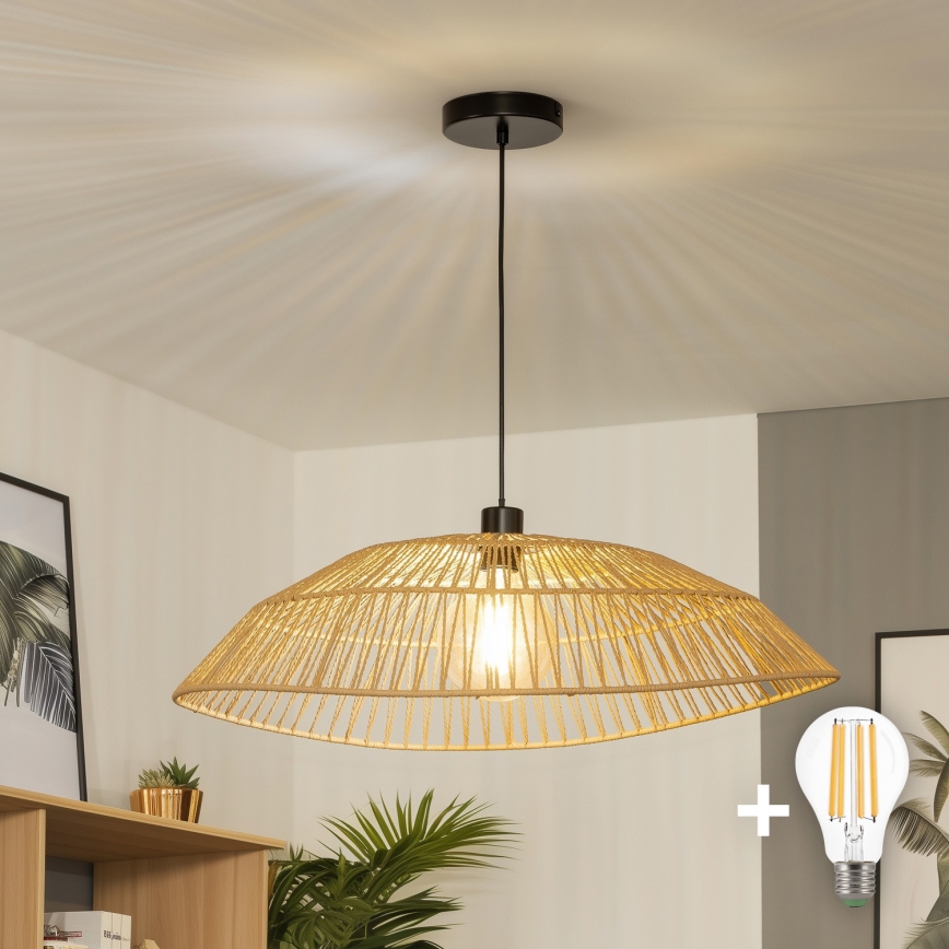 Brilagi - LED pakabinamas šviestuvas su laidu CERIA BOHO 1xE27/40W/230V Ø 70 cm rudas