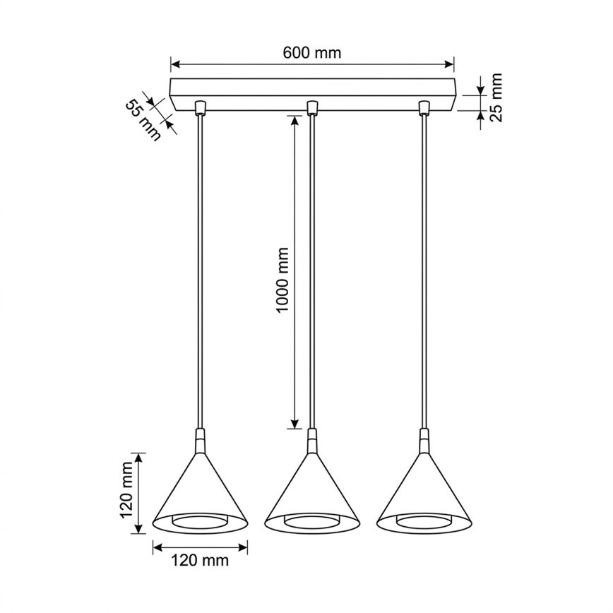 BRILAGI - LED Pakabinamas šviestuvas su laidu CONE TRIPLE 3xGX53/15W/230V juodas